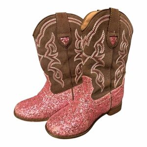 Toddler Pink Glitter Western Cowboy Boots sz10